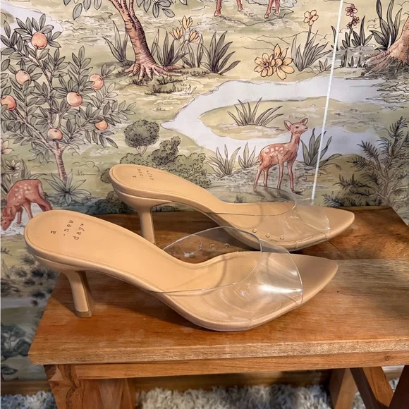 a new day Clear and Tan Heeled Mules - Picture 2 of 6